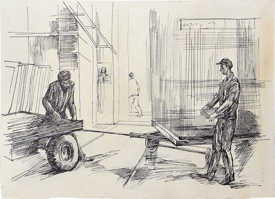 Люшин Владимир Иванович. Лот из четырех работ «Мы строим социализм» 